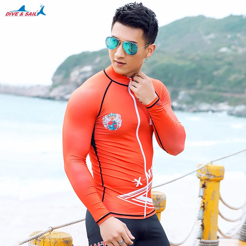Мужская рубашка для дайвинга на молнии с длинным рукавом и молнией|men rash guard|rash