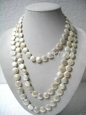 

HOT## Wholesale price ^^Beautiful 11-13mm Color Coin Pearl 60 "Long Necklace