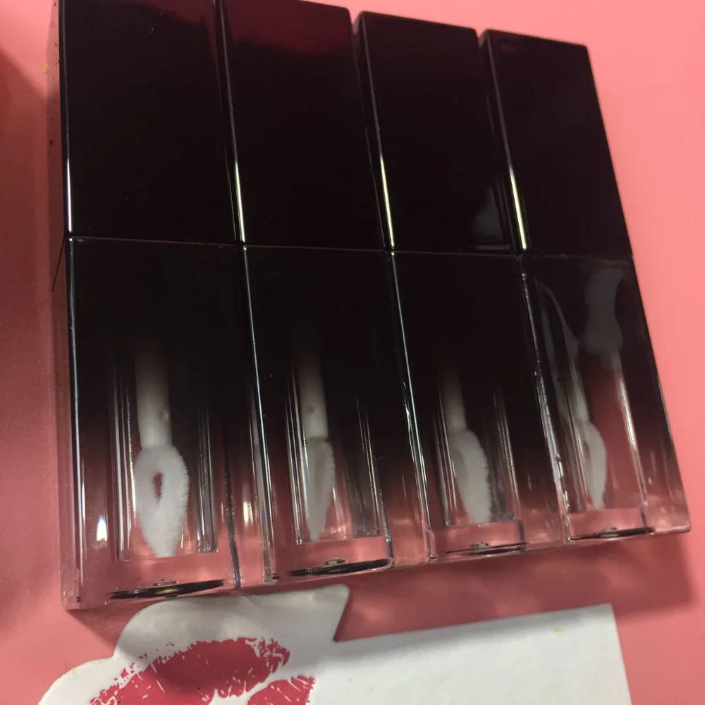 

free shipping 4.5ml 10/20/50pcs/lot empty square black gradually varied lip gloss tube