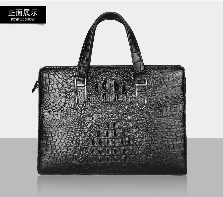 Модный мужской портфель из натуральной/натуральной крокодиловой кожи, сумка для ноутбука, топ Сумочка, черный/коричневый/кофейный