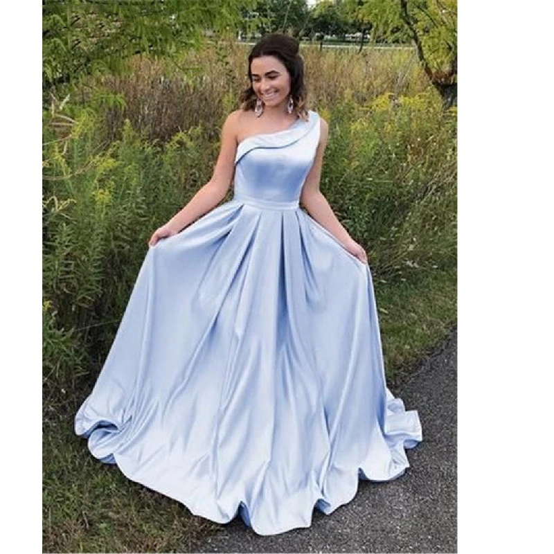 Sexy One Shoulder Blue Bridesmaid Dress 2018 Long Floor Length Wedding Party Dress Cheap Plus Size Women Vestido de festa longo (5)
