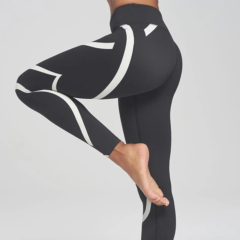 Новый черный, белый цвет обтягивающие женские леггинсы для фитнеса леггинсы в полоску Фитнес узкие спортивные Леггинсы упражнения для