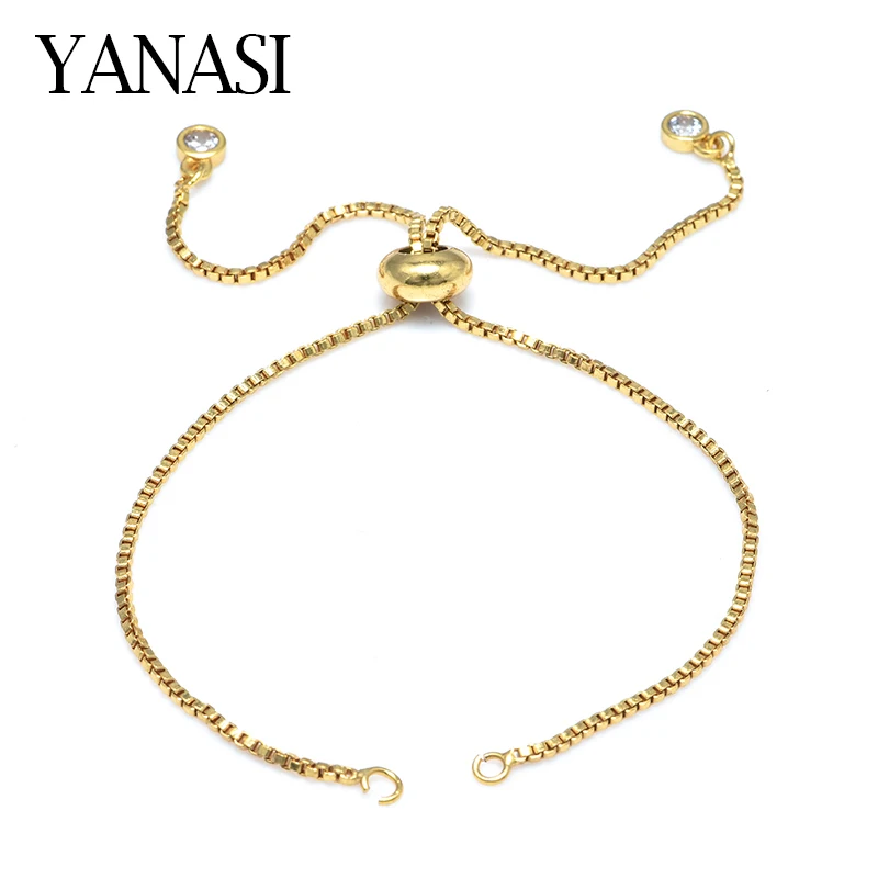 Slider Bracelets 20 pcs Adjustable Brass Chain Bracelet DIY Makings Rose Gold