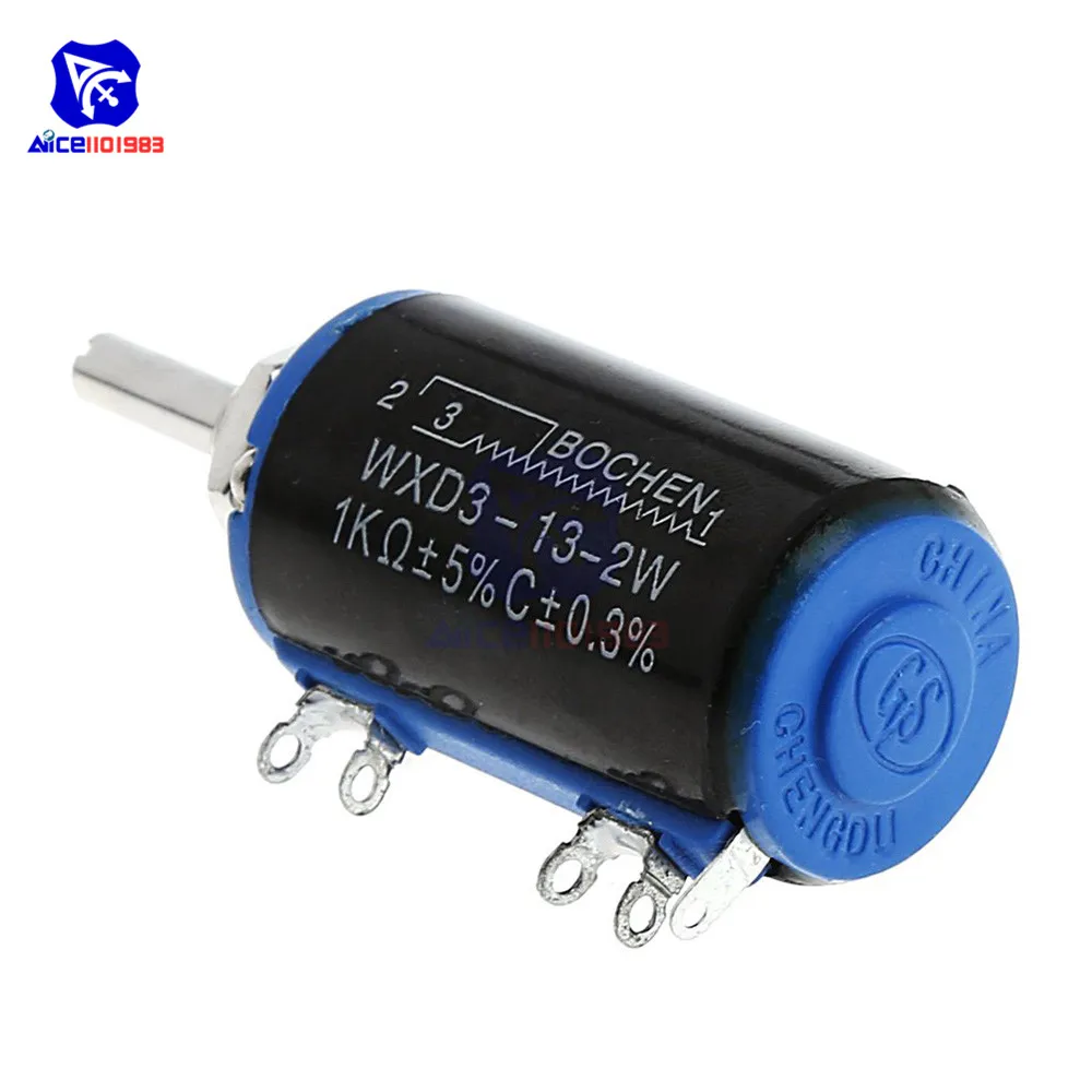 WXD3-13-2W Wirewound Potentiometer Resistance 100R 470R 1K 4.7K 6.8K 10K 22K 47K 100K&Omega; Ohm 10 Turns Linear Rotary Potentiometer