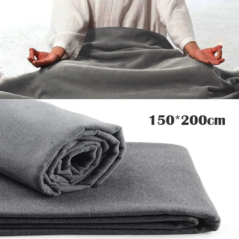 

Enipate Warm Meditation Yoga Blanket Gray Multi-Function Non Slip Portable Yoga Blanket Cover Towel Shawl Blanket 150x200cm