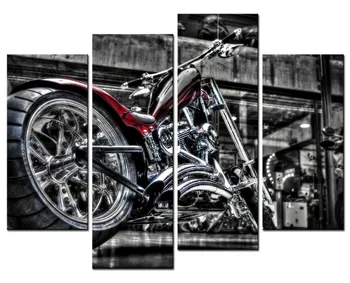 

4 Panels Abstract Motorcycle Still Life Canvas Oil Painting Pictures Wall Art Modern Prints Home Decor Canvas Print Painting