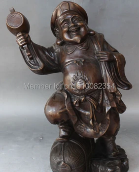 

16" Chinese Bronze Carving Wealth Japanese Mammon God Mahakala Buddha Statue