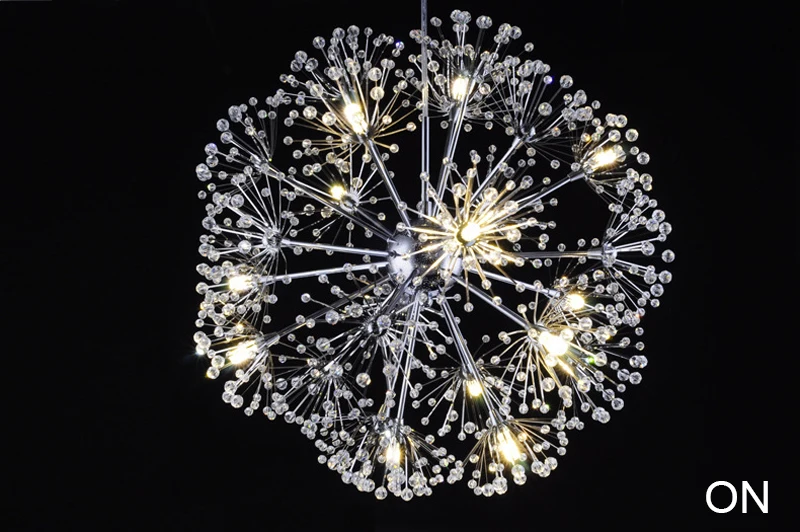 Modern Dandelion Led Crystal Ball Pendant Light Dining Room Restaurant Design Lamp Home Decor Chrome Fixture G4 Bulb 110-220V (6)