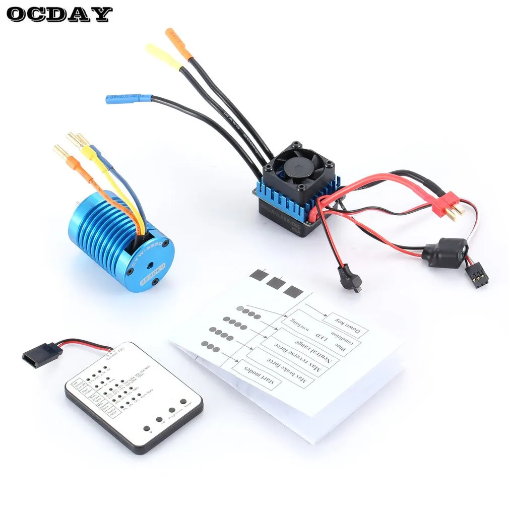 

F540 3930KV 4 poles Sensorless Brushless Motor 45A ESC with LED Programming Card Combo Set for 1/10 rc car parts Truck accessory