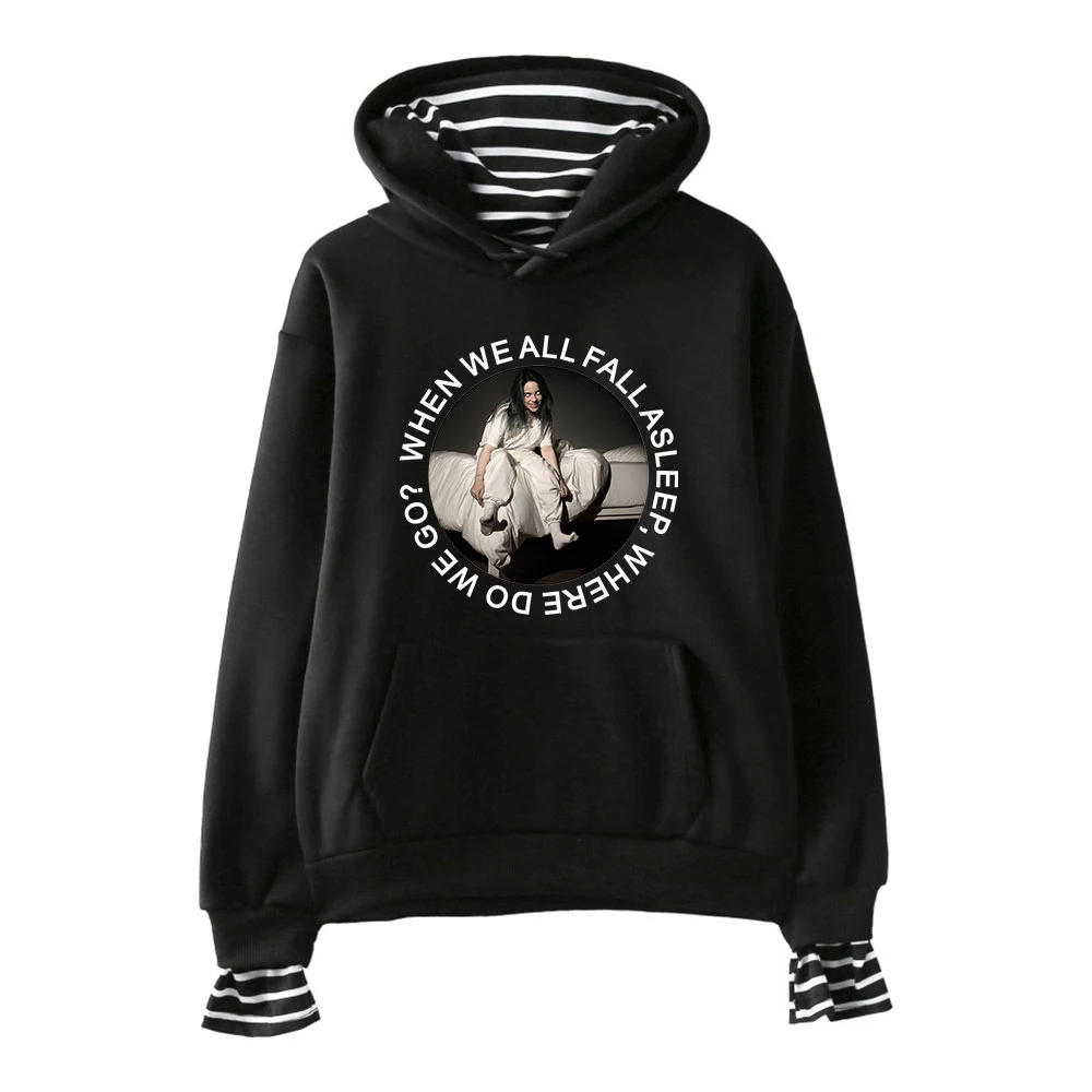  Billie Eilish Fake Two Piece Hoodies Women Fashion Kpop Hoodies Sweatshirts 2019 New Harajuku Stree
