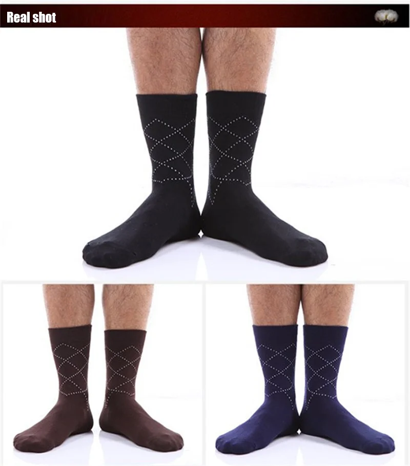 Cotton Business Men Socks Solid Bamboo Fiber Male Middle Socks Spring Summer Autumn Winter Diamon Men Socks Casual Gift For Men (11)