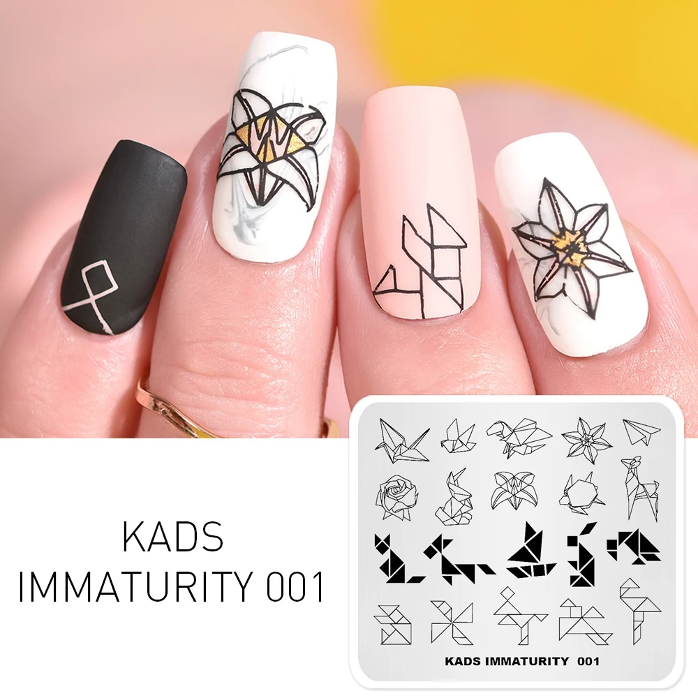 KADS дизайн ногтей шаблон конструкции незрелость серии трафарет для маникюра пластины с узорами для ногтей шаблон для печати дизайн