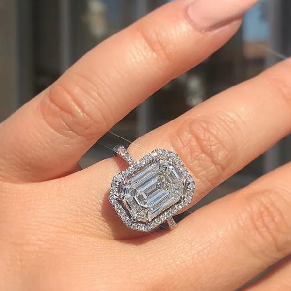 

Trendy Design Hot Sale White Square CZ 925 sterling silver Rings AAA Zircon Wedding Rings for Women AAA+ CZ Crystal Jewelry