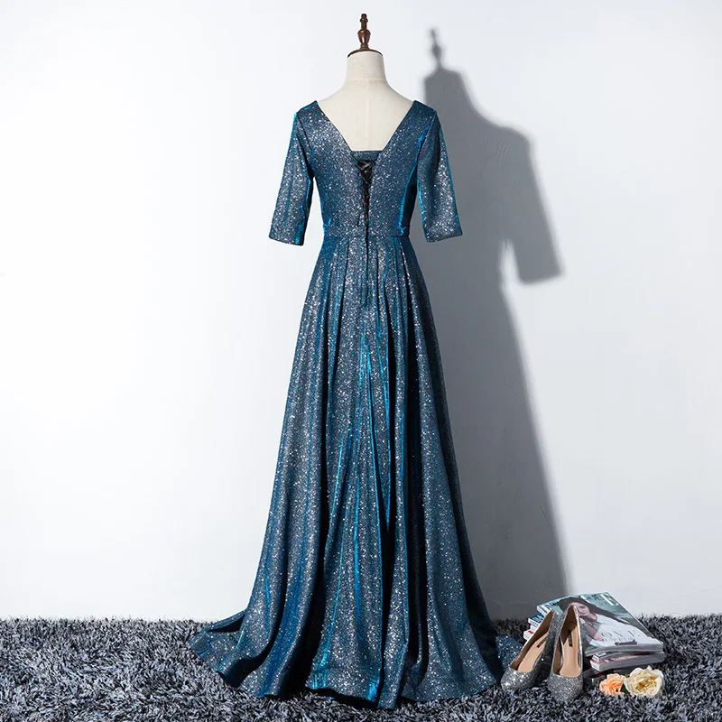 Beauty Emily Elegant Lace Up Long Evening Dresses 2019 Long Formal Party Prom Women Dresses A line Party 