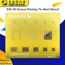 Mechanic s40 a8 a9 a10 a11 a12 3d groove bga reballing dourado estêncil de malha de estanho para iphone 6/6s/6sp/7g/7p/8/8p/x/xs/xs max/xr