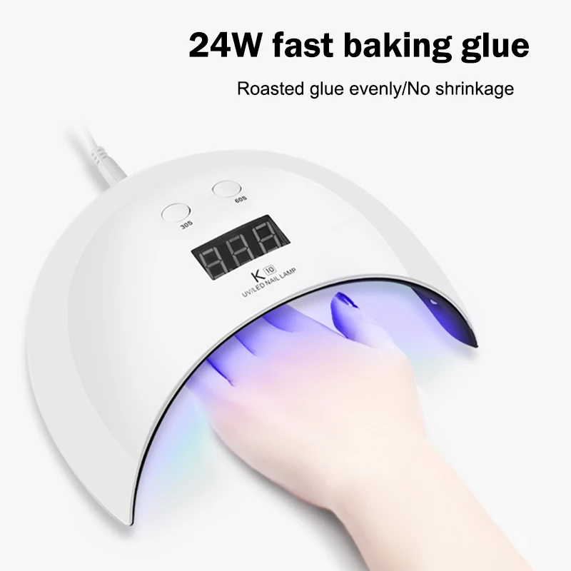 

24W LED UV Nail Gel Curing Light Dual Light Source with Infrared Sensing Smart Timer Lamp for Nails SSwell