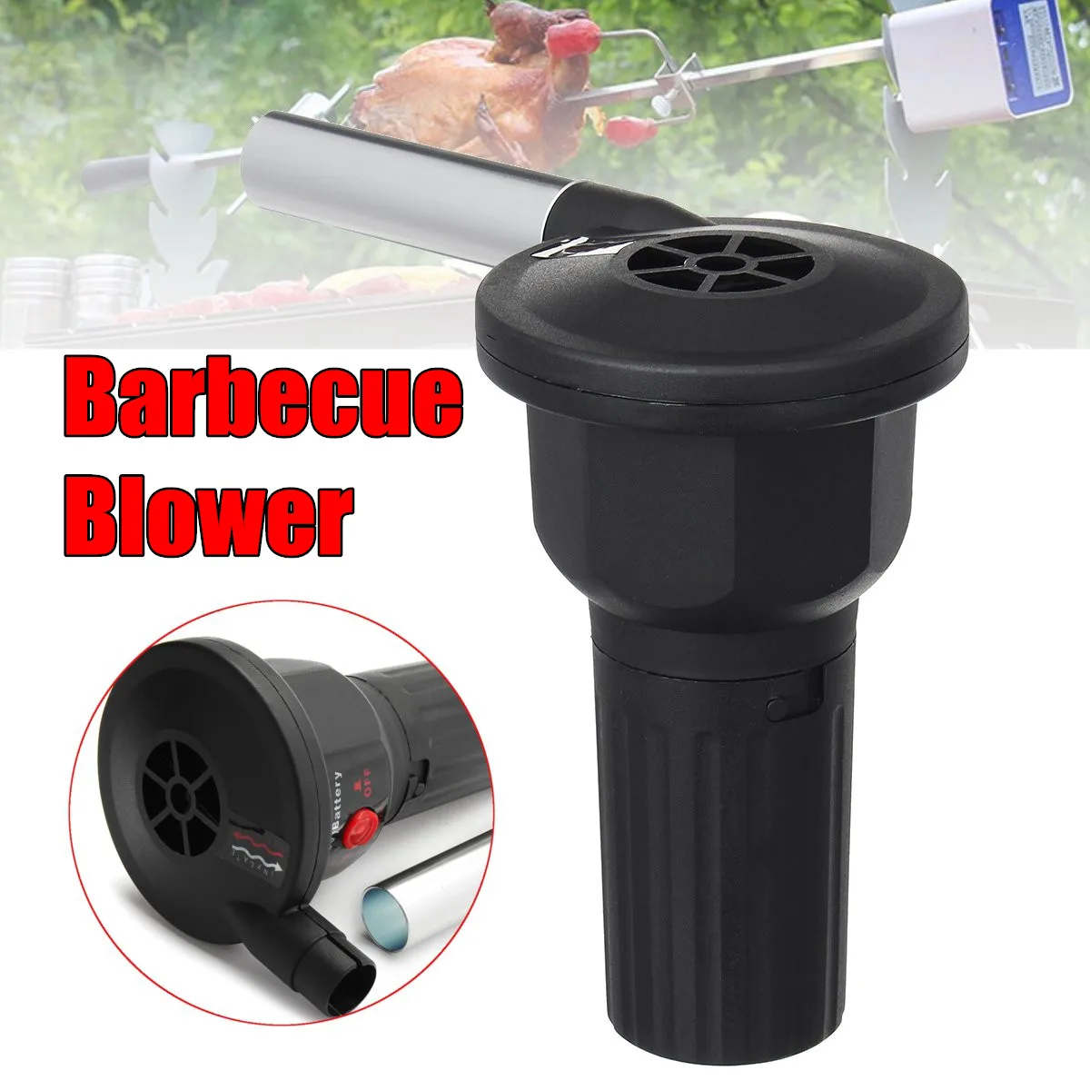 Electric BBQ Fan Air Blower Barbecue Tool Charcoal Spit Roast Starter