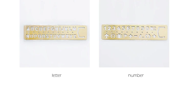 Kawaii Brass Letter Number Ruler Hollow Metal Straight Rulers Bookmark Stationery List School Office Supplies Stationery sl1606