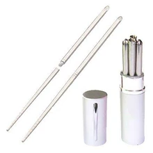 HGHO-алюминиевая ручка форма оболочки из нержавеющей стали складной для путешествий для палочек, серебро