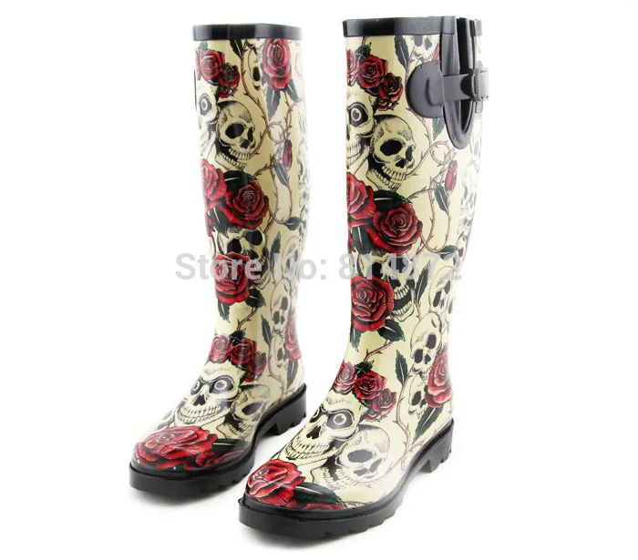women's sugar skull rain boots