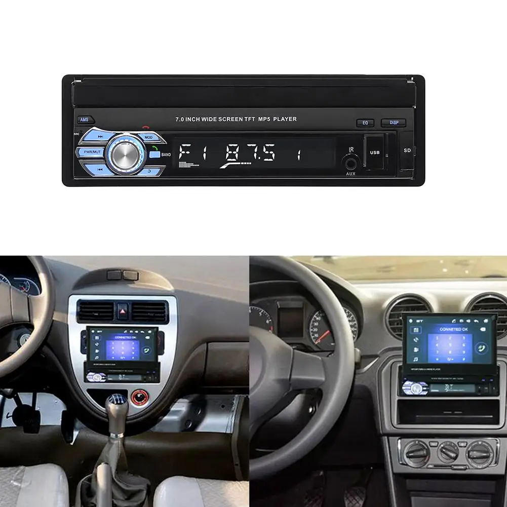 7 дюймов Автомобильный MP5 плеер стерео RDS AM FM радио gps навигация выдвижной 1 DIN автомобиль MP5 сенсорный экран USB Bluetooth Автомобильный MP5 плеер