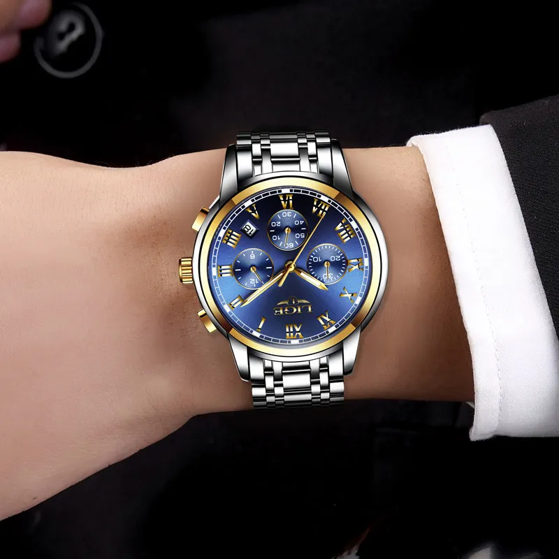 LIGE Mens Watches Fashion Sport Quartz Clock 2018 Top Brand Luxury Full Steel Businesss Waterproof Watch Relogio Masculino 9810