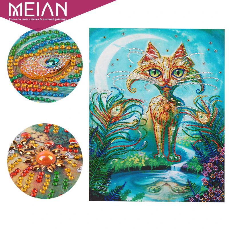 Meian &quotкошка&quot DIY Алмазная картина специальная форма дрель вышивка мозаика
