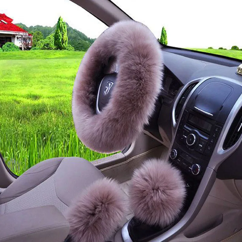 wool steering wheel cover cameo brown
