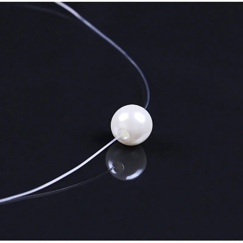 2018 Fashion Solid 925 Silver Fishing line Pearl Necklace Pendant