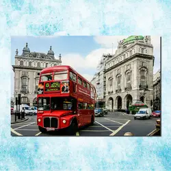 Красный Лондонский автобус Эйфелева башня город Книги по искусству шелк Холст печати плакатов 13x20 24x36 дюймов городской Wall Изображение