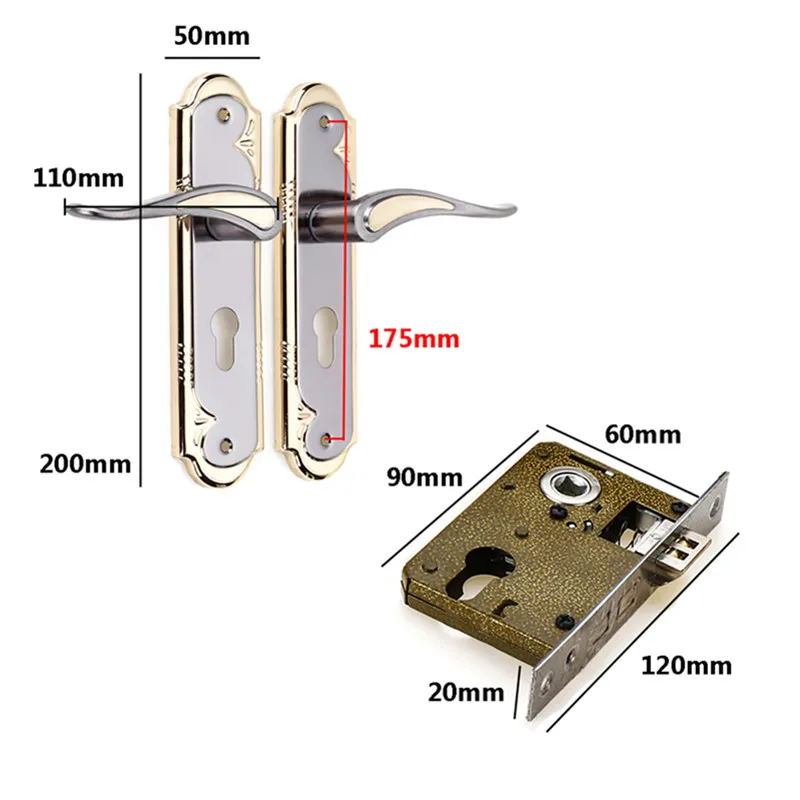 1 компл. Золотой и Серебряный алюминиевый сплав дверной замок с ключами Двойная защелка ручка для передней задней двери рычаг цилиндр