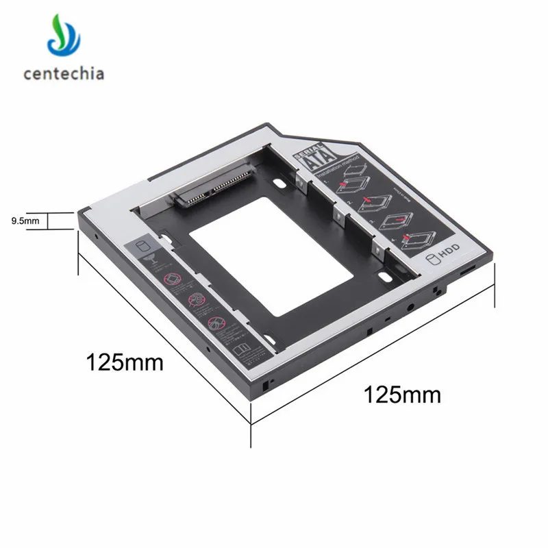 Centechia Универсальный SATA 2-ой HDD SSD жесткий диск Caddy 9,5 мм для CD/DVD-ROM Оптический отсек для HDD SATAII SDD жесткий диск кронштейн