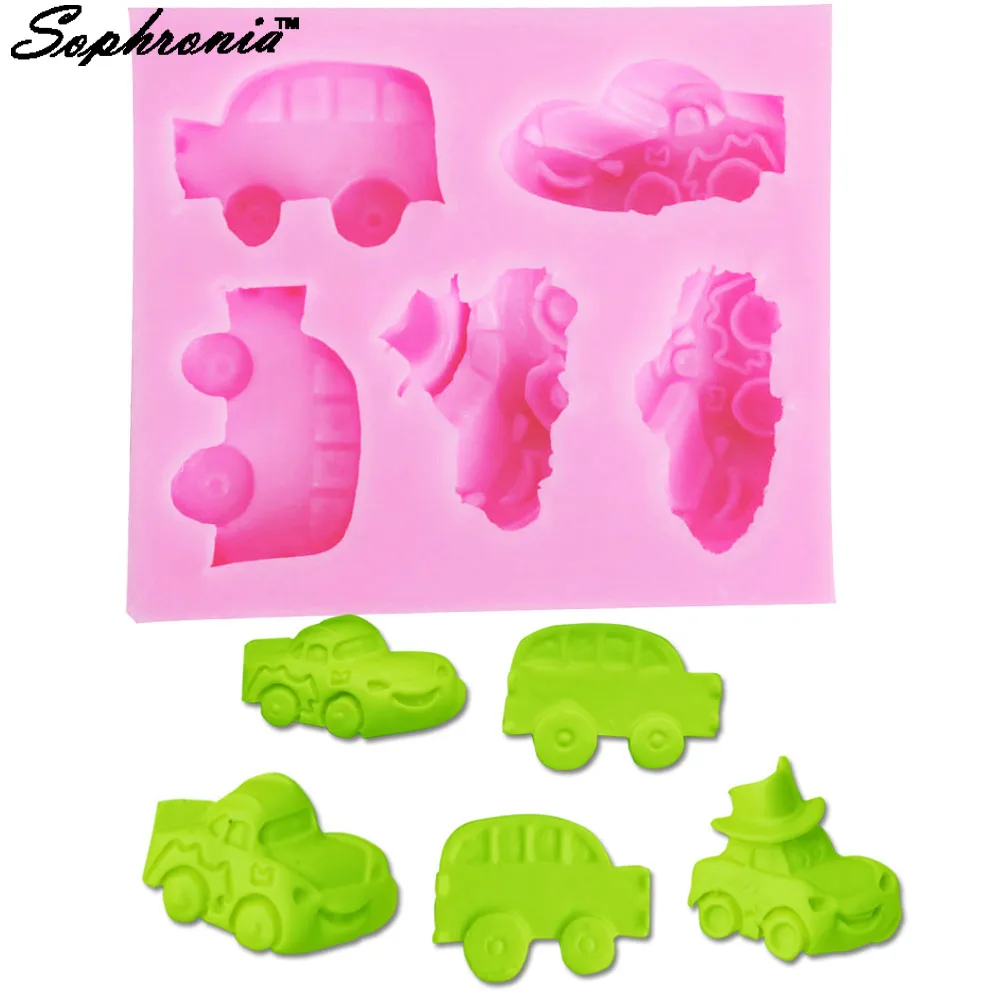10PCS/SET M545 Cartoon Car Silicone Mold Cupcake Fondant Cake Decorating Tools Gumpaste Chocolate Moulds 7.3*6.3*1cm | Дом и сад
