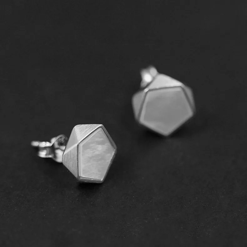 

CMAJOR Designer 925 Sterling Silver Minimalist Mother of Pearl Inlay Stud Earrings Women Girls Original Fine Jewelry Wholesale