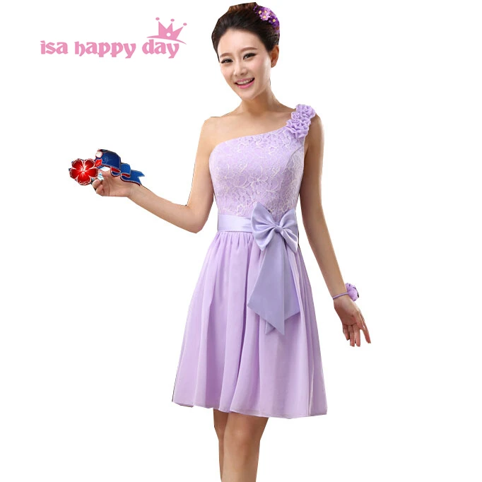 

one shoulder sweetheart a line dresses short light purple short length elegant cocktail and party chiffion dress 2019 H3781