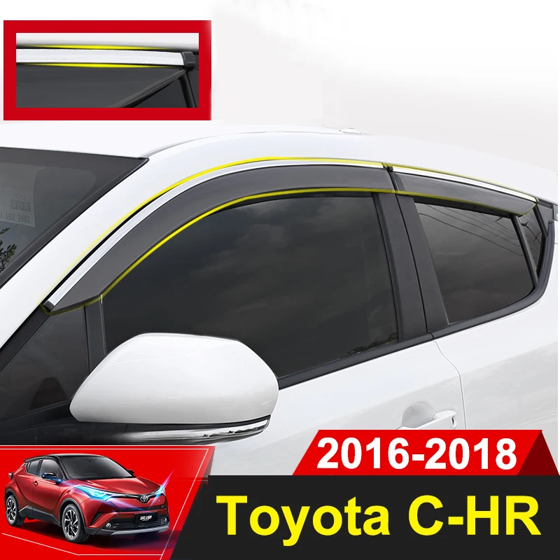 For Toyota C HR CHR 2016 2017 2018 Car Awnings Shelters Window Visors Sun Auto Rain Shield ...