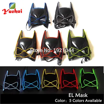 

2020 NEW arrival Flashing fashion NEW Batman Halloween Mask EL Wire LED Neon light Rope Party Mask Light up by 2AA battery