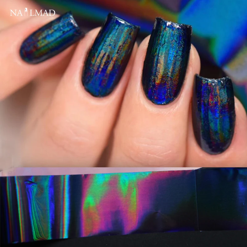 Buy 1 roll 4cm*100cm Black Holo Nail Foils Holographic