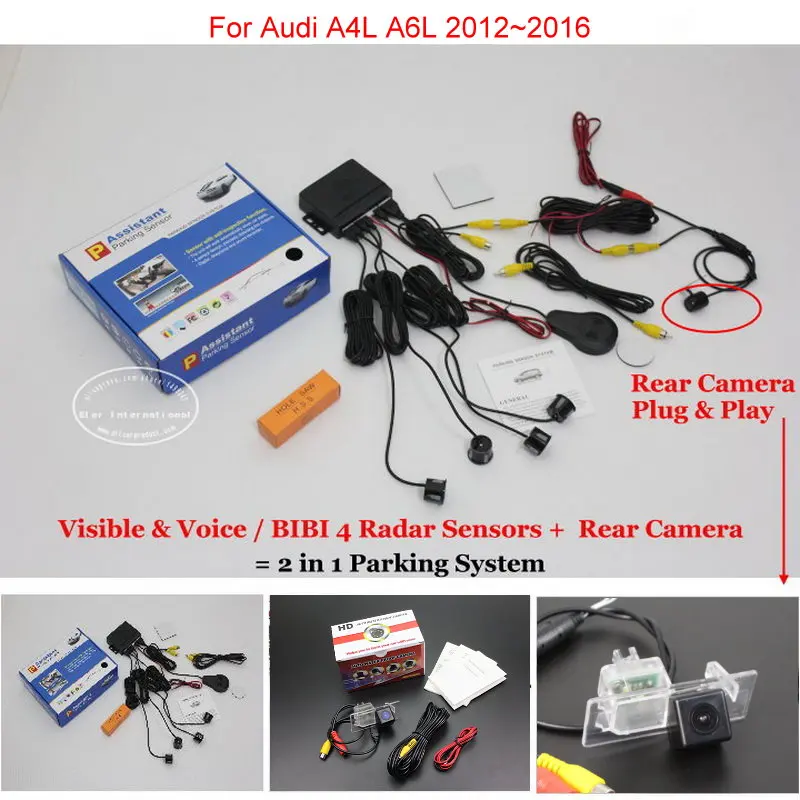 

Liislee For Audi A4L A6L 2012~2016 - Car Parking Sensors + Rear View Camera = 2 in 1 Visual / BIBI Alarm Parking System