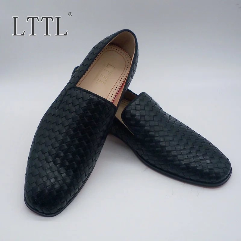 Туфли LTTL мужские кожаные клетчатые лоферы без застежки классические