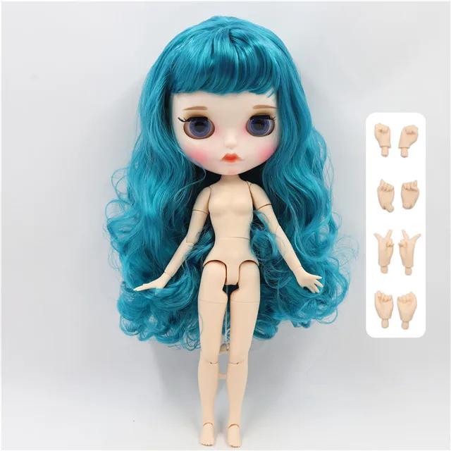doll with hand B Фабрика blyth кукла 1/6 bjd белая кожа сустава тела голубые волосы, новое матовое лицо резные губы с бровью индивидуальные лица BL4302 - Цвет: doll with hand B
