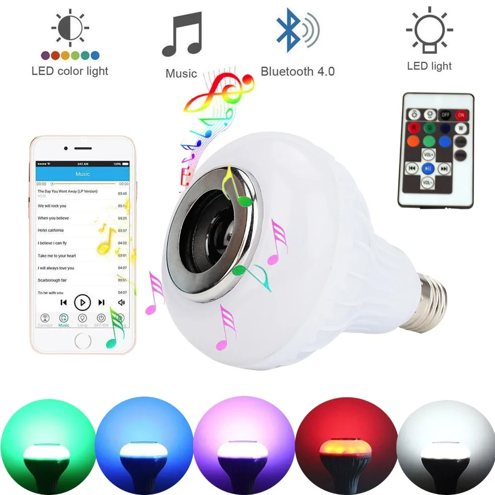 Dimmable E27 Smart RGB Wireless Bluetooth Speaker Bulb Music