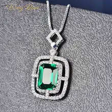 Wong Rain, винтажное 925 пробы, серебро, изумруд, цитрин, камень по месяцу рождения, белое золото, подвеска, ожерелье, ювелирные изделия для женщин