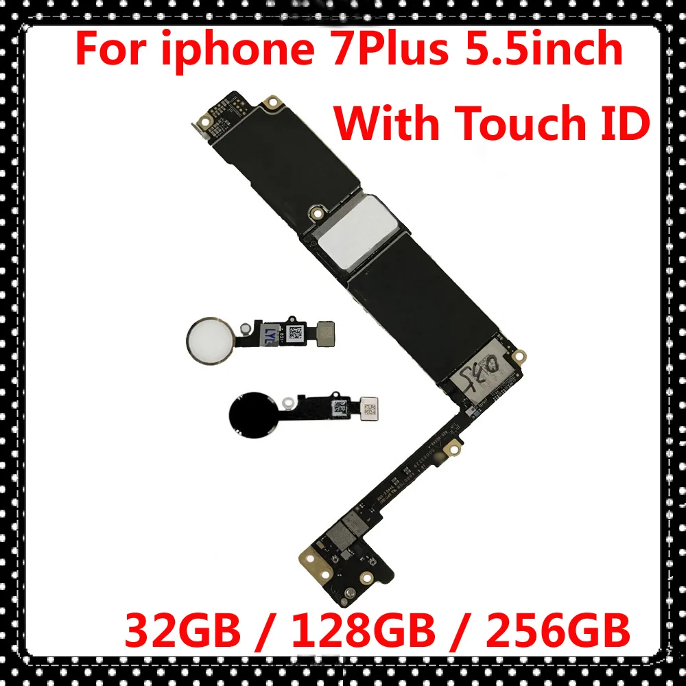 

100% Original unlocked motherboard for iphone 7 Plus 7Plus 32GB 128GB 256G for Apple A10 IOS system mainboard with / NO touch ID