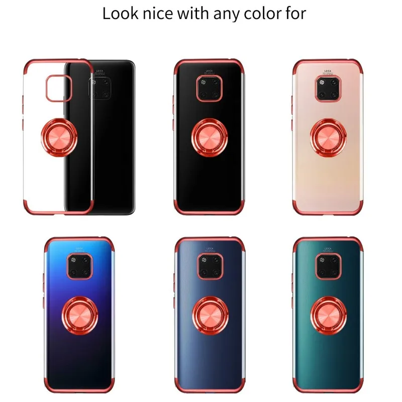 Case For Mate 20 Lite Pro Mate 20 X Cover 360 Rotatable Ring Kickstand Magnetic Car Mount Plating TPU Case For Mate 10 Lite Pro (17)