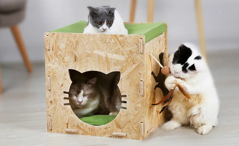 Летний домик-подстилка для кошек двойного назначения, деревянный домик для кошек на дереве, домик для кошек из сосны, гамак для кошек, кровать для котят