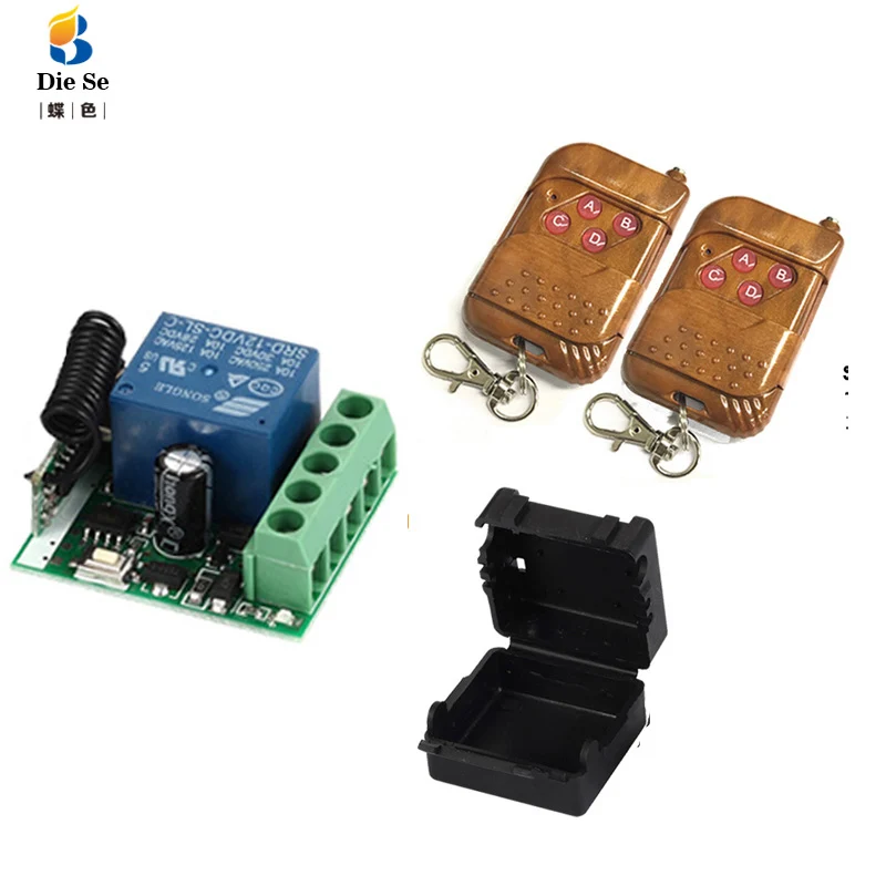 433Mhz Universal Wireless Remote Control Switch DC12V 10A 1CH Relay Receiver Module and 2PCS 4 Button Remote Controls 433Mhz Universal Wireless Remote Control Switch DC12V 10A 1CH Relay Receiver Module and 2PCS 4 Button Remote Controls
