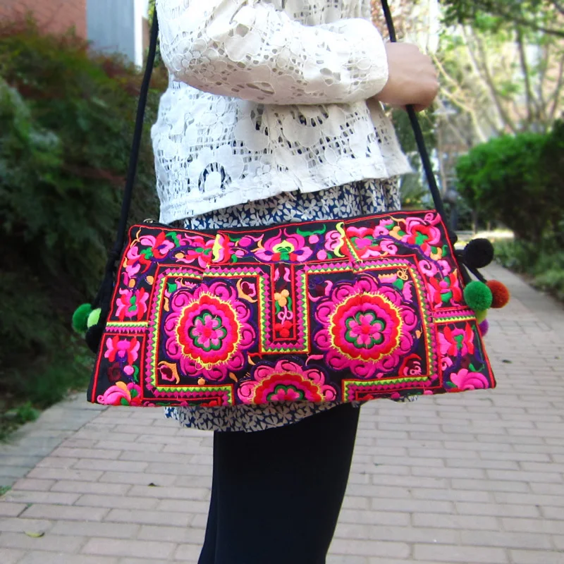 Best Embroidered bags national trend handmade double faced embroidery shoulder messenger bag