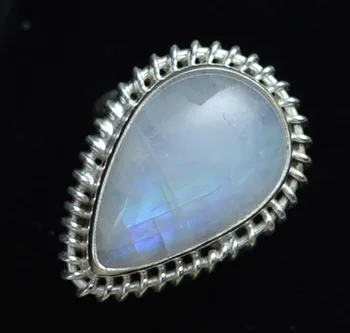 

Lovegem Genuine Blue Fire Moonstone Ring 925 Sterling Silver, Size : 6.5 , AR3856