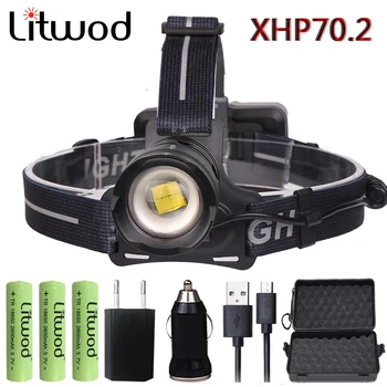 

Litwod Z4022808 Xlamp xhp70.2 50000lm Led headlamp Original high powerful xhp50 led headlight head lamp 18650 flashlight torch